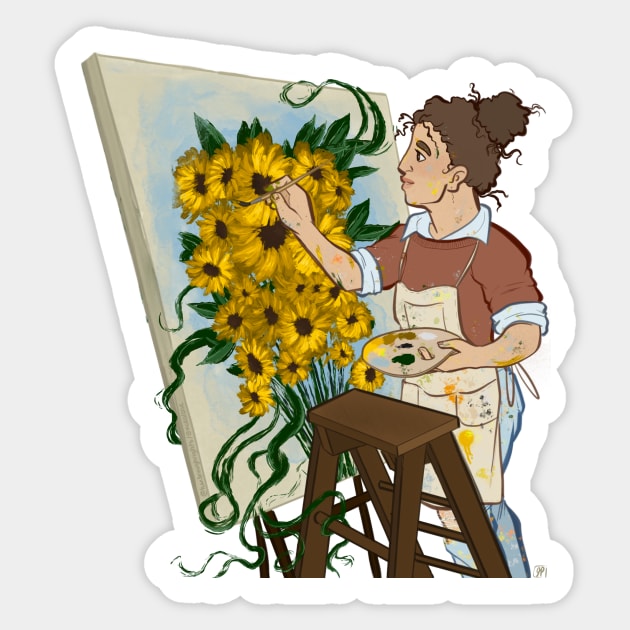 Patty Paints Flowers Sticker by acearose